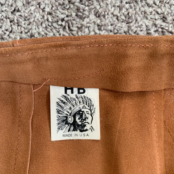 Vintage Genuine Suede Leather Skirt | Adjustable S-M Size | Rust Color - Picture 2 of 5